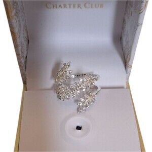 Charter Club Silver Plated Leaf Wrap Ring Size 9